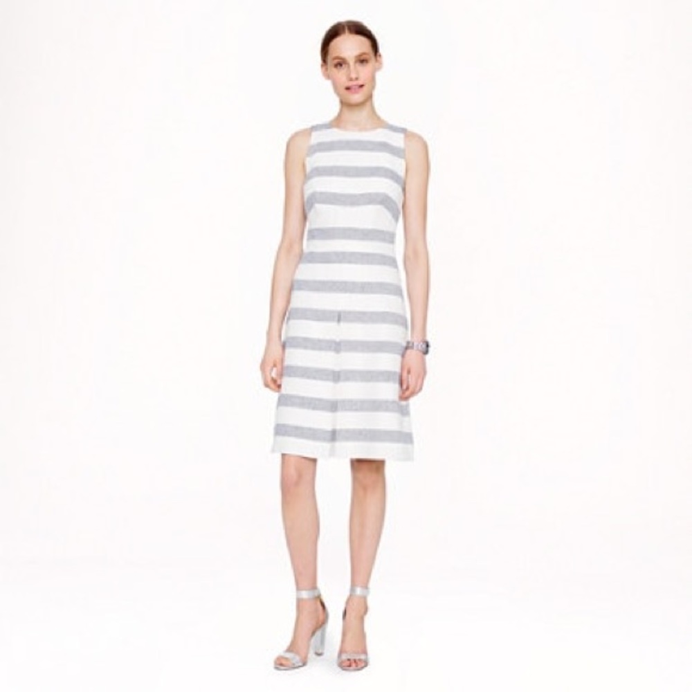 J crew Stripe basket-weave Linen Dress